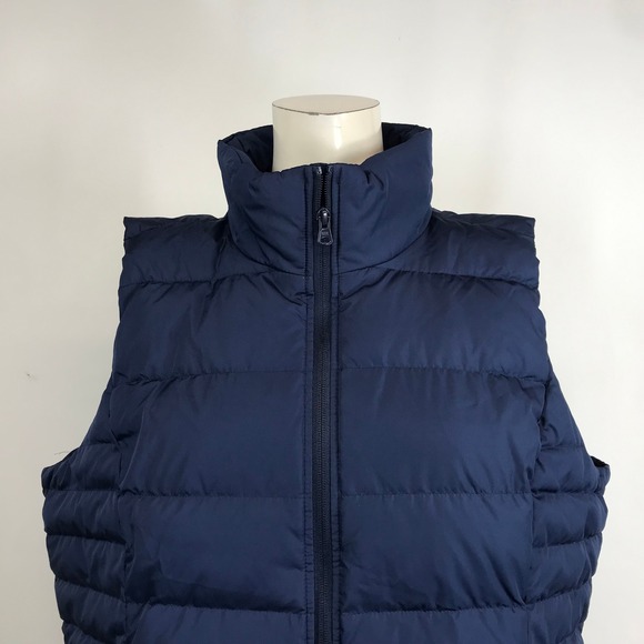 Lands End Womens Navy Quilted Puffer Vest Stand Collar Full Zip XL - Picture 2 of 9